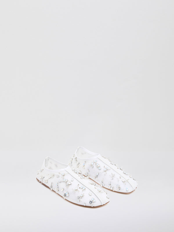 Christopher Esber Frosted Beaded Mesh Flat White Frosted Beaded Mesh Flat Black