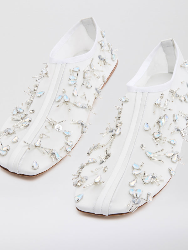 Christopher Esber Frosted Beaded Mesh Flat White Frosted Beaded Mesh Flat Black