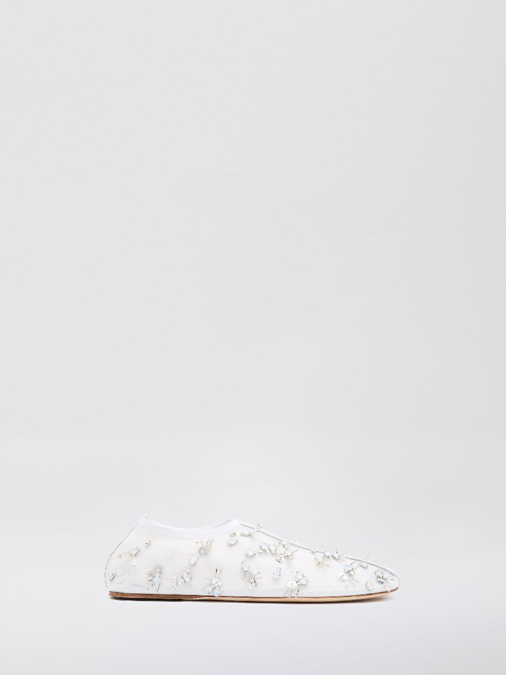 christopher esber Frosted Beaded Mesh Flat white Frosted Beaded Mesh Flat black