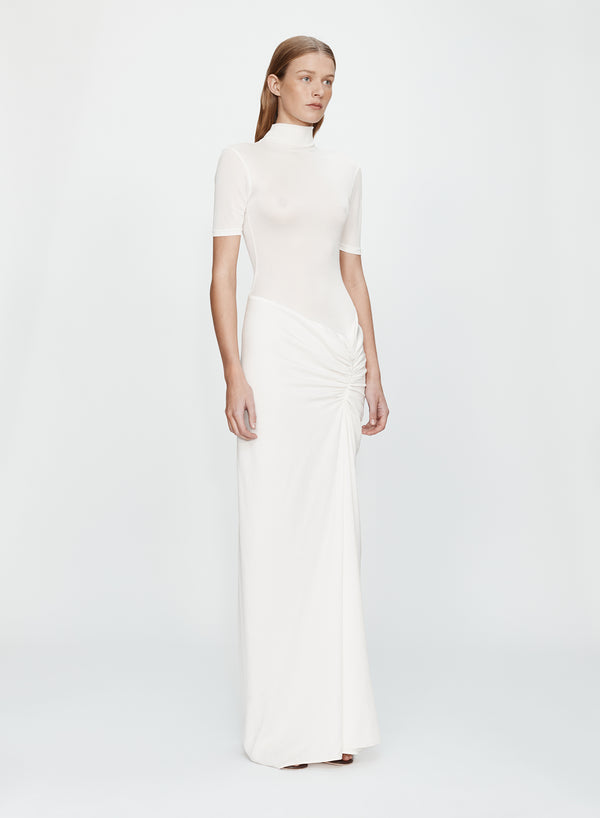 Christopher Esber Fusion Ruched Tee Gown White Fusion Ruched Tee Gown Black