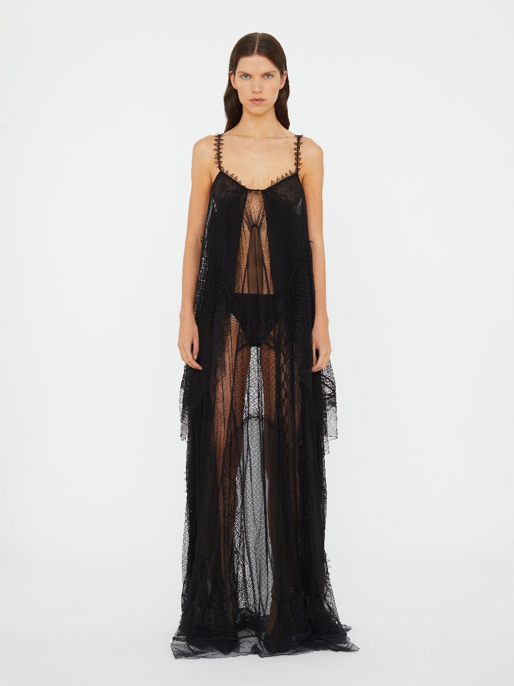 christopher esber Heirloom Patchwork Chemise Gown black