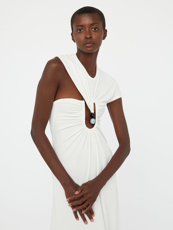 Christopher Esber Helix Crystal Ribbed Tee Dress White