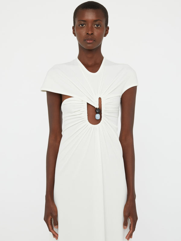 Christopher Esber Helix Crystal Ribbed Tee Dress White