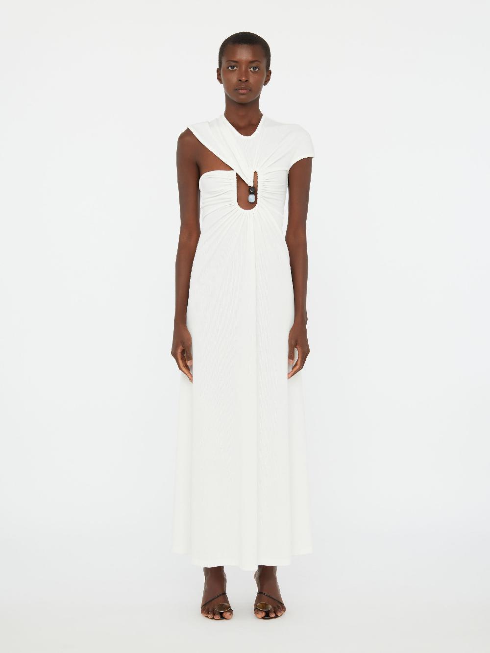 christopher esber Helix Crystal Ribbed Tee Dress white