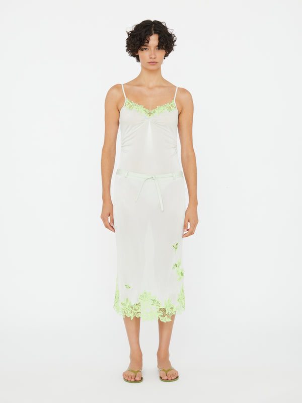 Christopher Esber Hibiscus Embroidered Rib Bodysuit Mint Sour Green Hibiscus Embroidered Rib Bodysuit Black