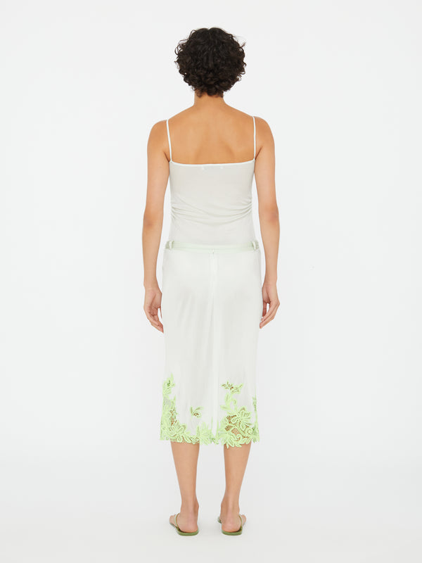 Christopher Esber Hibiscus Embroidered Rib Bodysuit Mint Sour Green Hibiscus Embroidered Rib Bodysuit Black