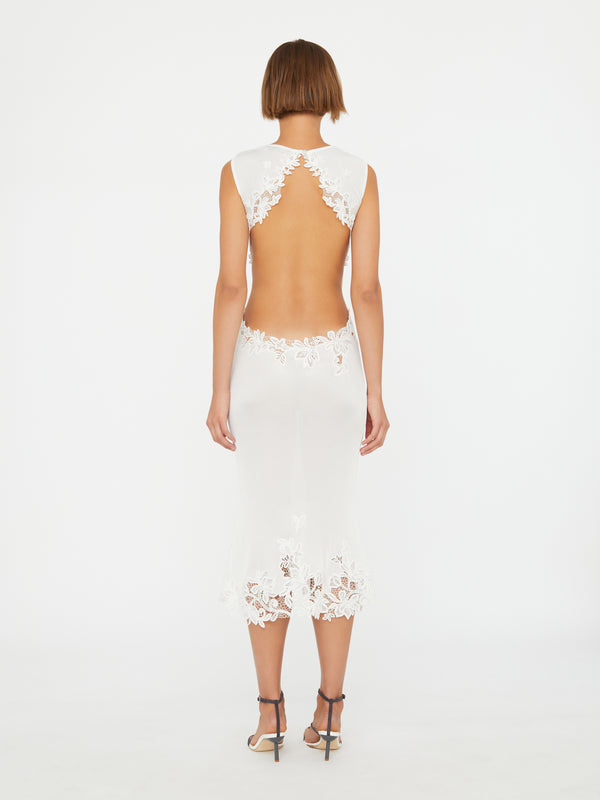 Christopher Esber Hibiscus Embroidered Rib Dress White Hibiscus Embroidered Rib Dress Clay Black