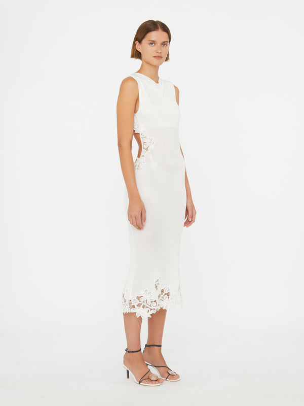Christopher Esber Hibiscus Embroidered Rib Dress White Hibiscus Embroidered Rib Dress Clay Black