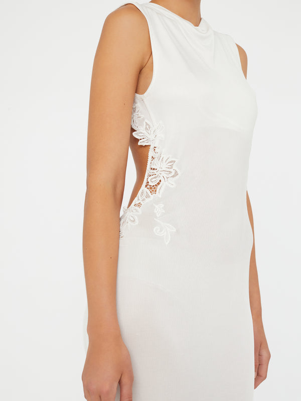 Christopher Esber Hibiscus Embroidered Rib Dress White Hibiscus Embroidered Rib Dress Clay Black