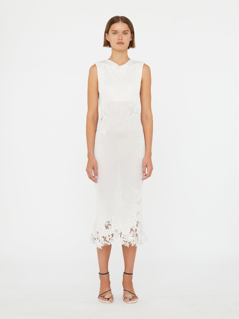 christopher esber Hibiscus Embroidered Rib Dress white Hibiscus Embroidered Rib Dress clay black