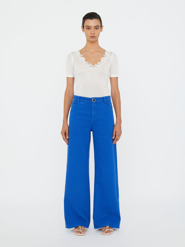 Christopher Esber Hibiscus Embroidered Rib Tee White