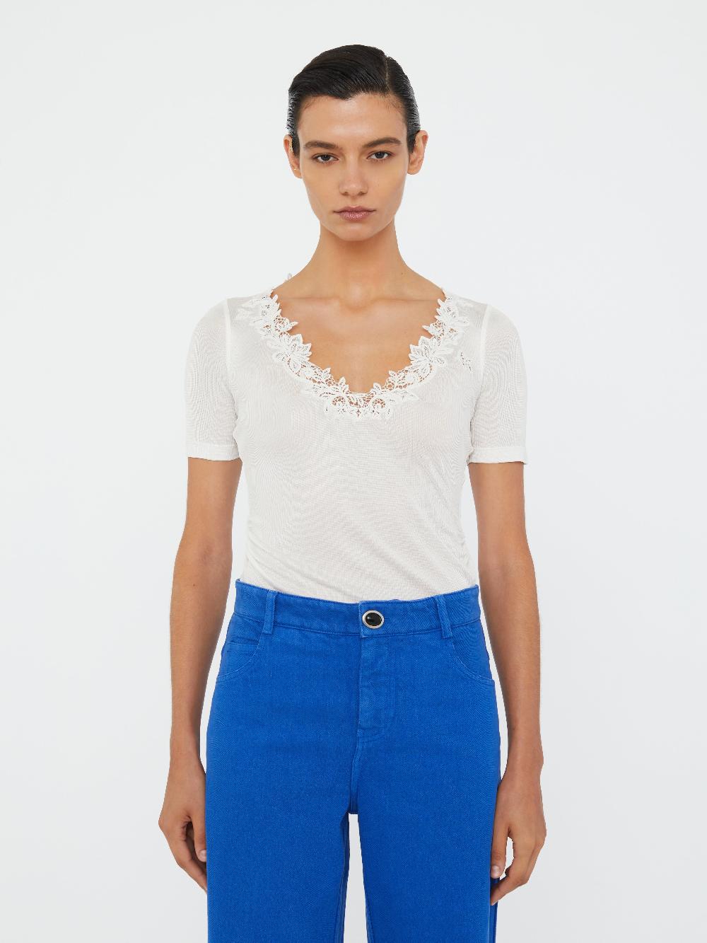 christopher esber Hibiscus Embroidered Rib Tee white christopher esber Hibiscus Embroidered Rib Tee white