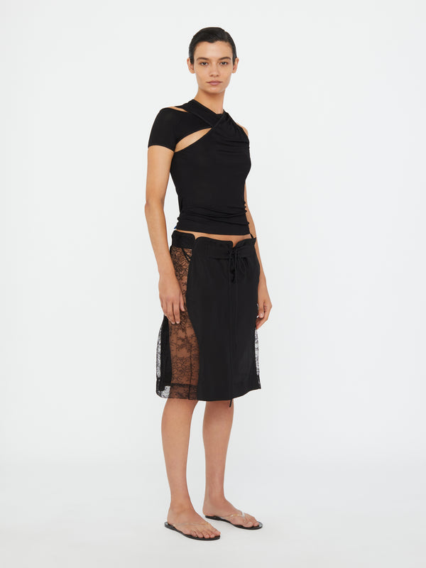 Christopher Esber Hudson Wave Lace Boardie Skirt Black