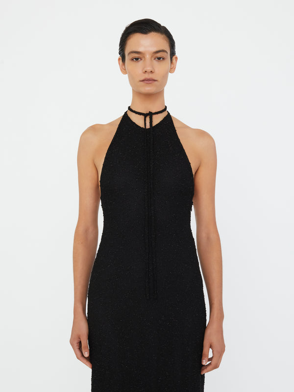 Christopher Esber Imber Metallic Halter Dress Black