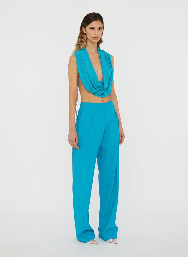 Christopher Esber Interlock Jersey Drape Top Teal Interlock Jersey Drape Top Black