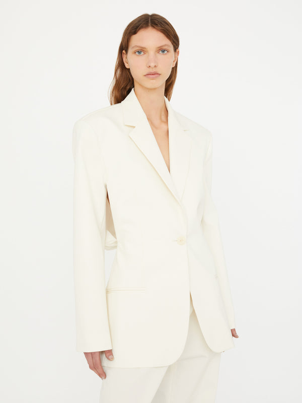 Christopher Esber Intimate Bow Back Twill Blazer White