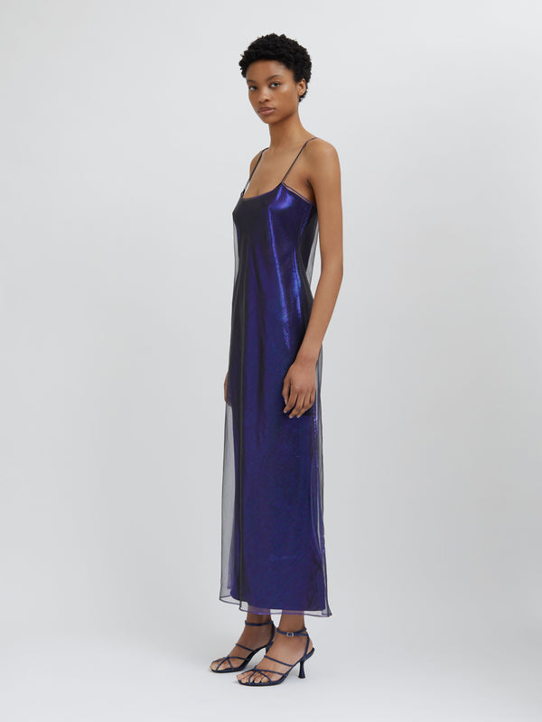 Christopher Esber Iridescent Slip Dress Iridescent Blue