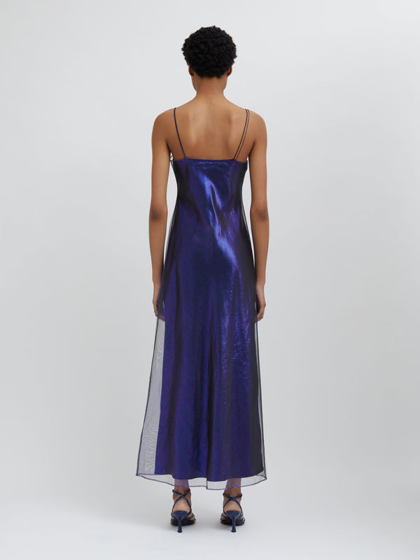Christopher Esber Iridescent Slip Dress Iridescent Blue