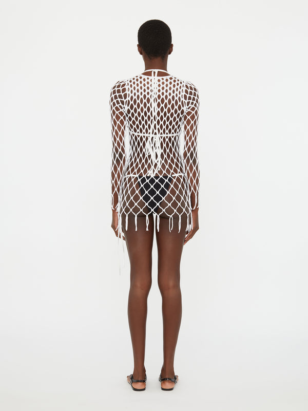 Christopher Esber Knitted Mesh Mini Dress White Knitted Mesh Mini Dress Black