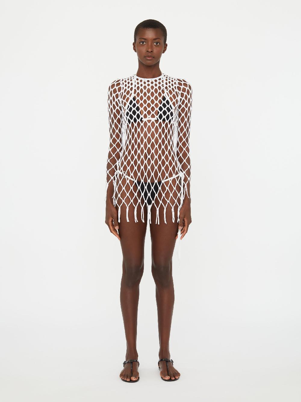 christopher esber Knitted Mesh Mini Dress white Knitted Mesh Mini Dress black