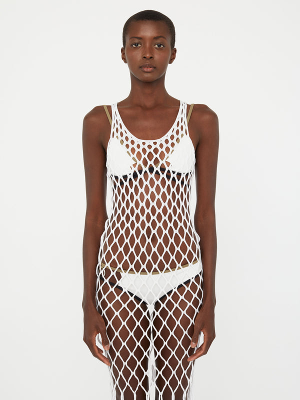 Christopher Esber Knitted Mesh Tank Dress White Knitted Mesh Tank Dress Black