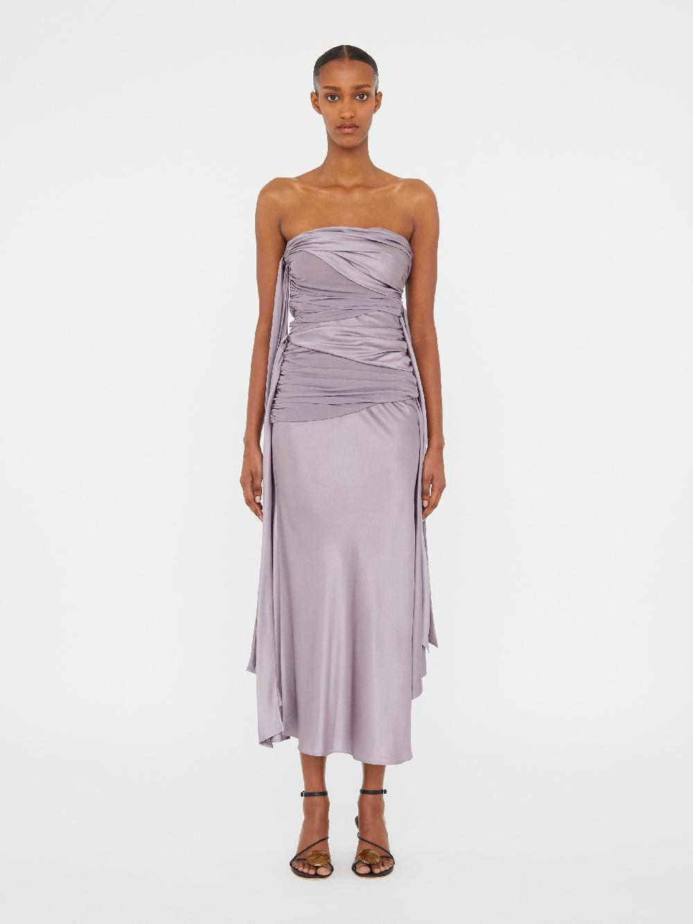 christopher esber Knotted Silk Gather Midi Dress mauve Knotted Silk Gather Midi Dress melon