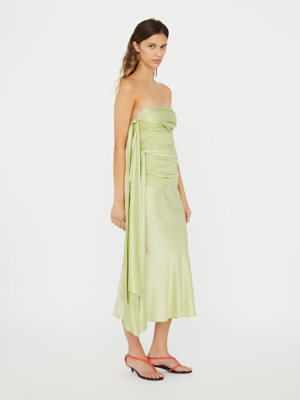 Christopher Esber Knotted Silk Gather Midi Dress Melon Knotted Silk Gather Midi Dress Mauve