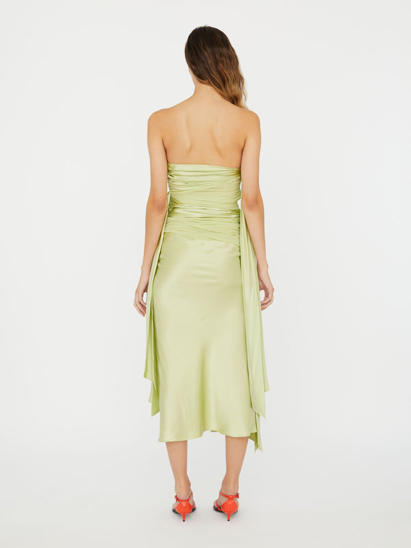 Christopher Esber Knotted Silk Gather Midi Dress Melon Knotted Silk Gather Midi Dress Mauve