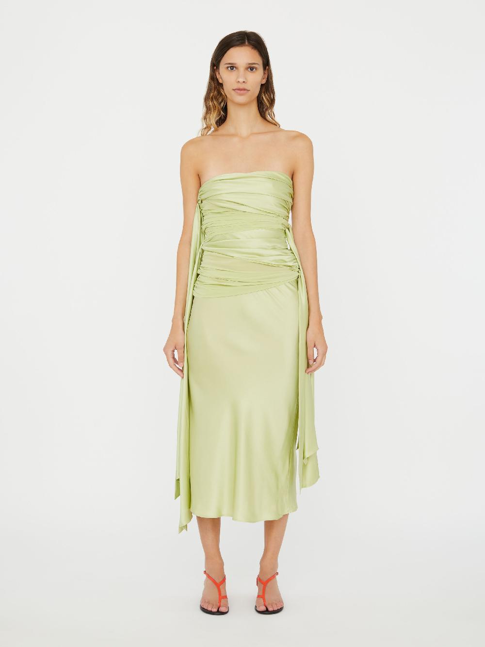 christopher esber Knotted Silk Gather Midi Dress melon Knotted Silk Gather Midi Dress mauve