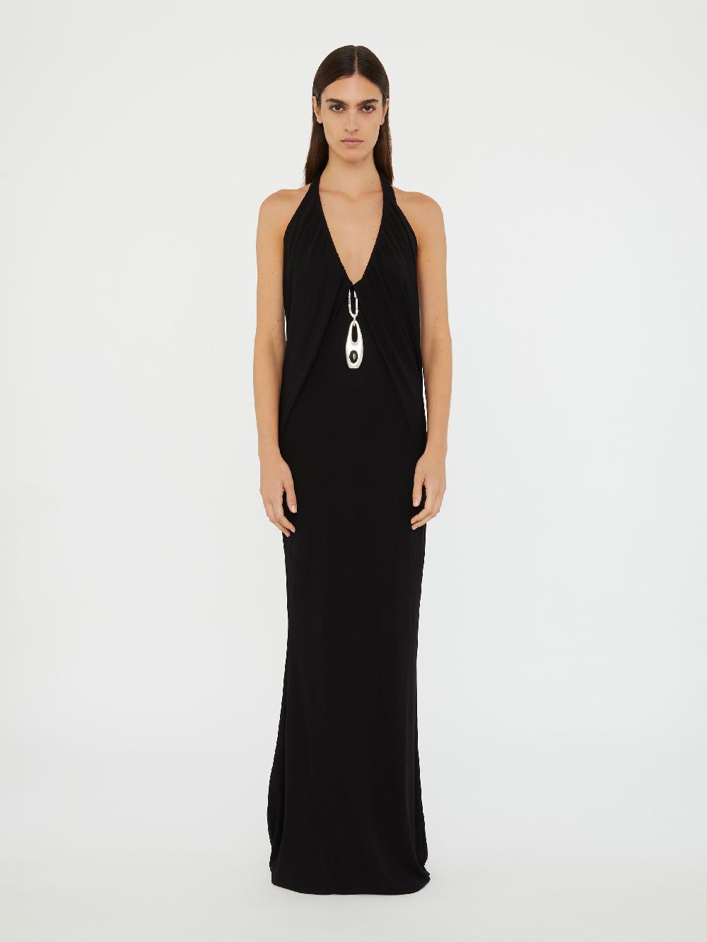 christopher esber Lavalliere Draped Jersey Halter Sleeve Dress black