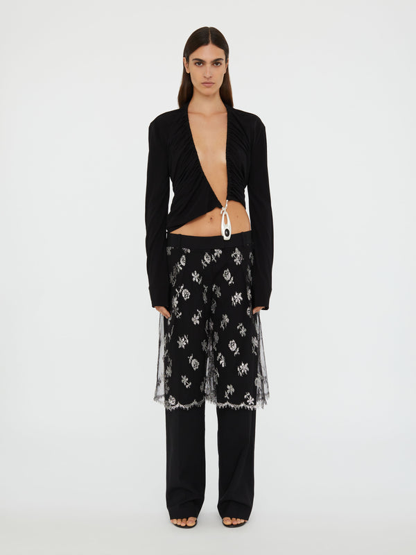 Christopher Esber Lavalliere Draped Jersey Long Sleeve Top Black