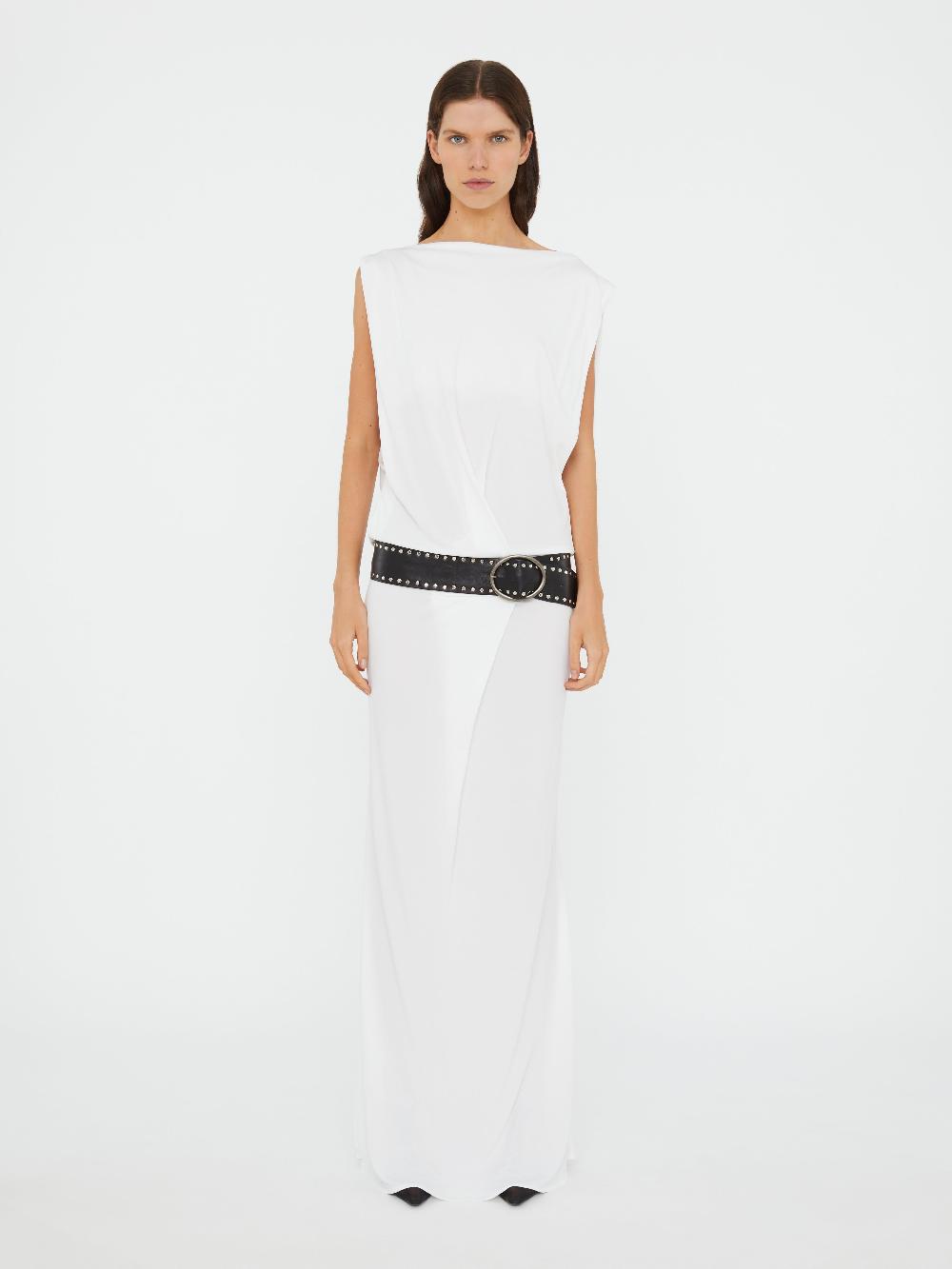 christopher esber Leather Belted Drop Jersey Dress white