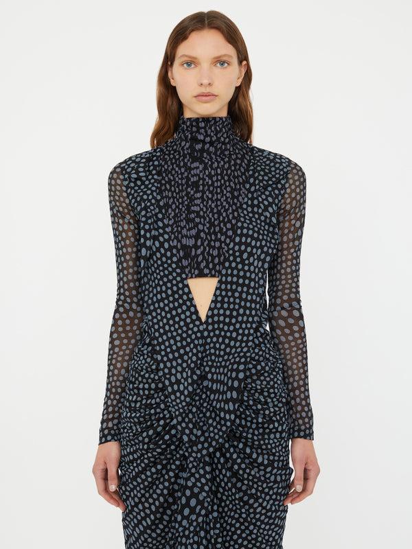 Christopher Esber Liquid Jersey Ribbed Ruche Dress Warped Spot