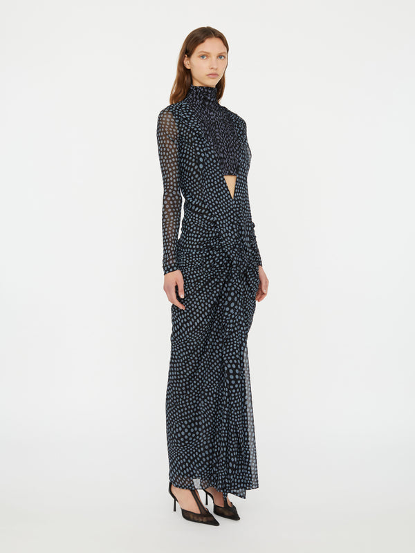 Christopher Esber Liquid Jersey Ribbed Ruche Dress Warped Spot