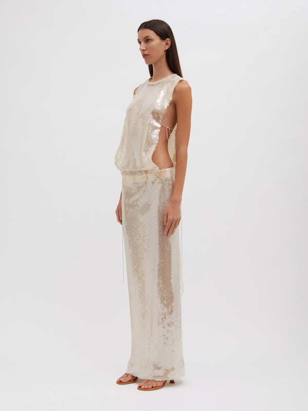 Christopher Esber Lucent Sequin Separation Gown Ivory