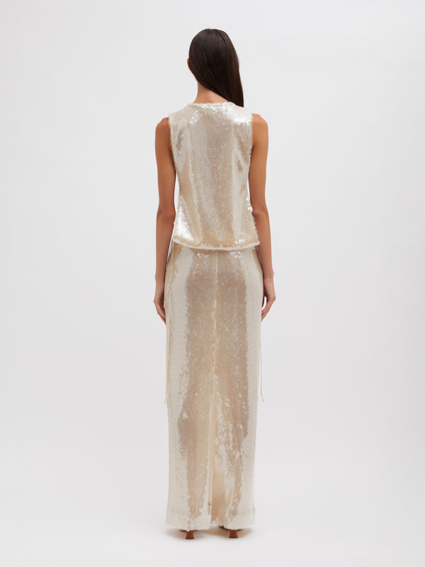 Christopher Esber Lucent Sequin Separation Gown Ivory