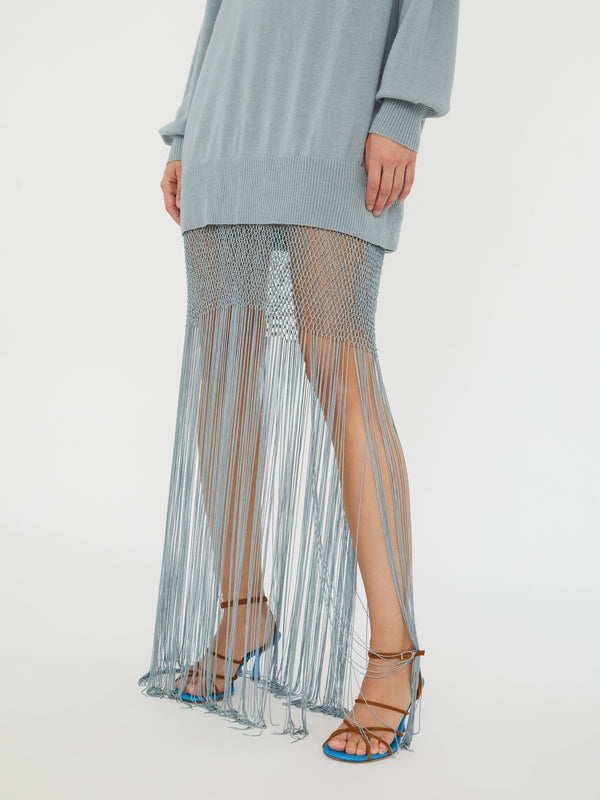 Christopher Esber Macrame Monument Dress Stone Blue