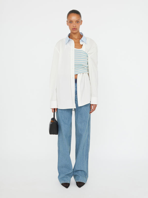 Christopher Esber Milo Layered Vacant Tank Shirt White Teal Multi