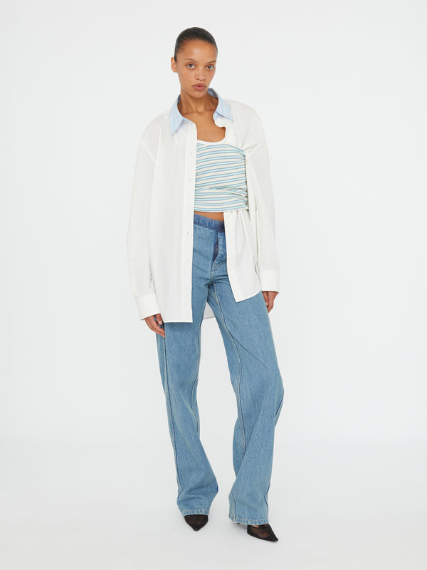 Christopher Esber Milo Layered Vacant Tank Shirt White Teal Multi