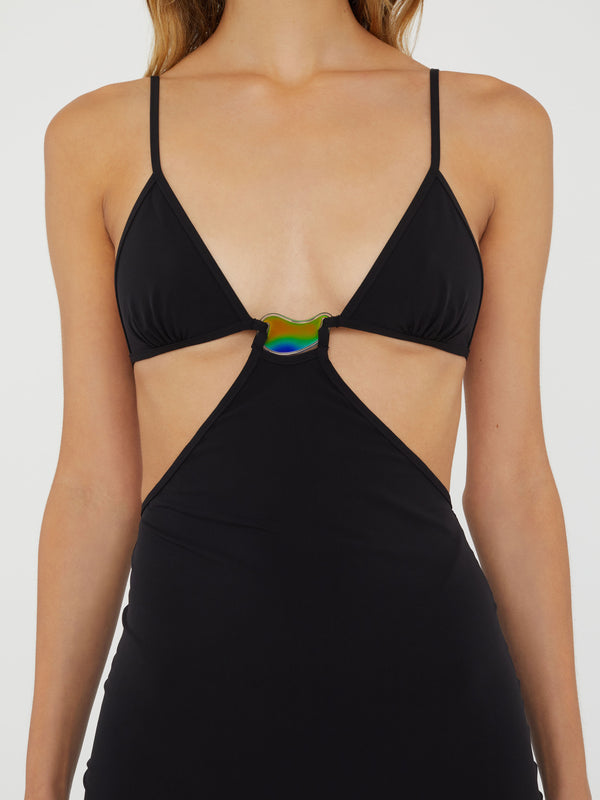 Christopher Esber Moodstone Cutaway Lycra Dress Black Moodstone Cutaway Lycra Dress Grape