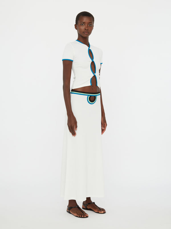 Christopher Esber Open Twist Contrast Bind Tee White Lake Multi