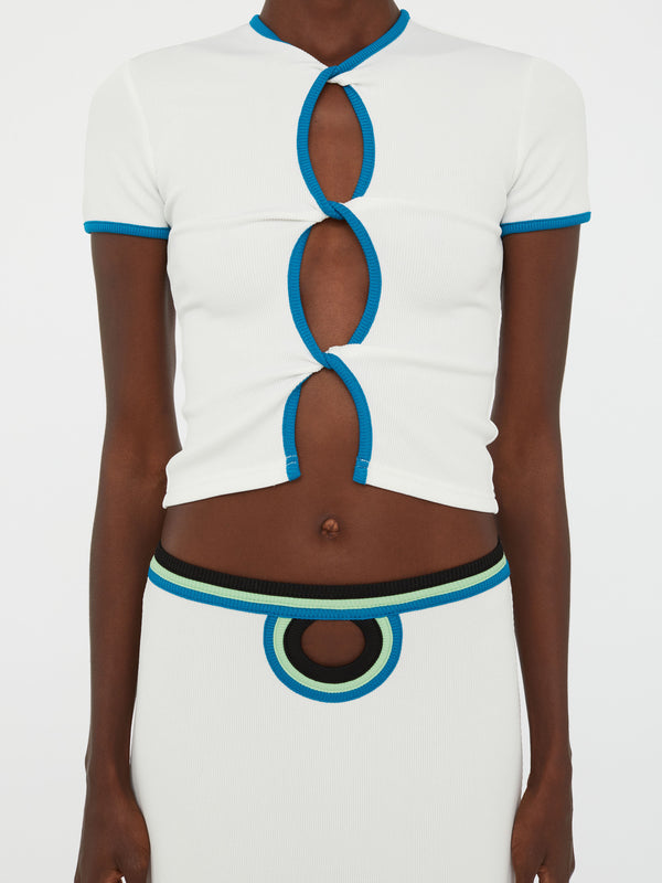 Christopher Esber Open Twist Contrast Bind Tee White Lake Multi