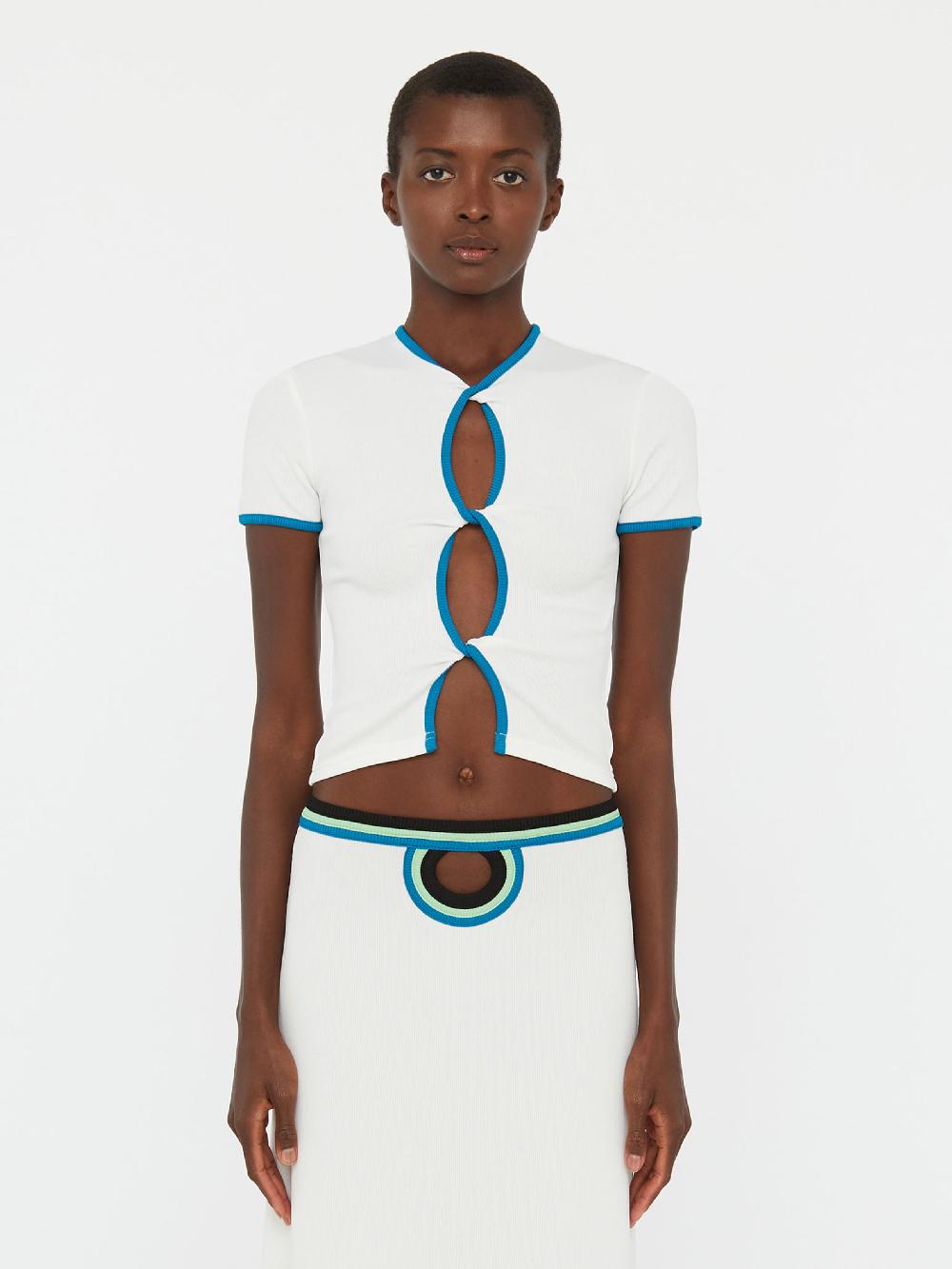 christopher esber Open Twist Contrast Bind Tee white lake multi