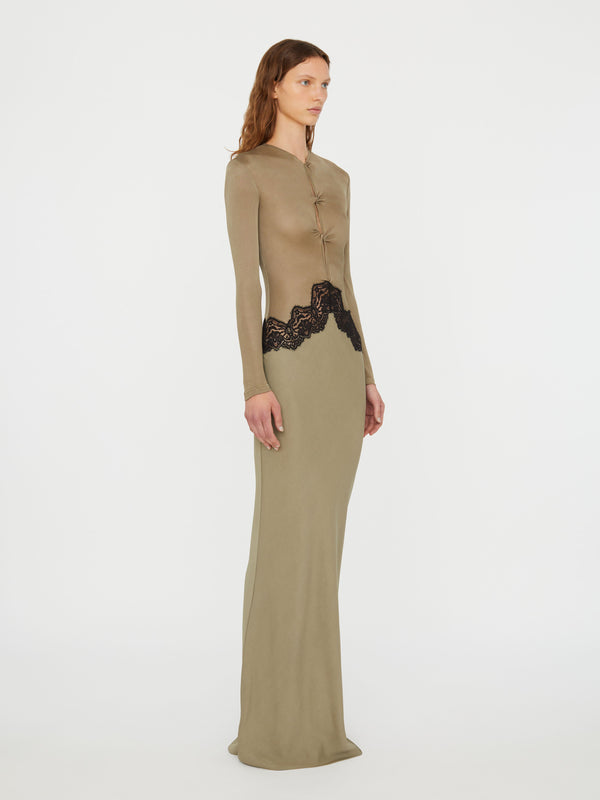 Christopher Esber Open Twist Verner Lace Dress Eucalypt Black Open Twist Verner Lace Dress Black White