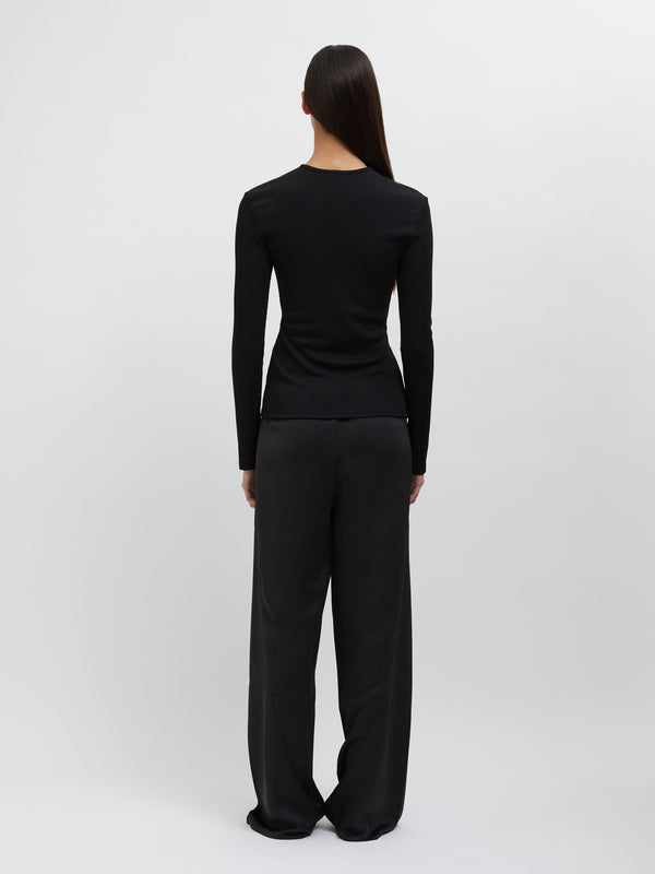 Christopher Esber Orbit Ruched Long Sleeve Top Black