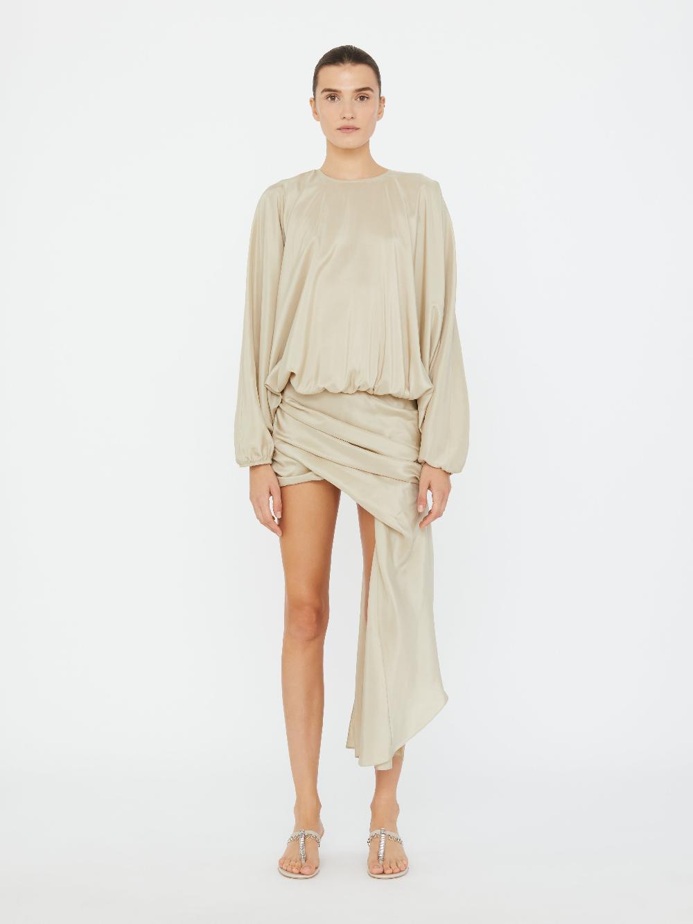 christopher esber Parachute Silk Drape Mini Dress stone