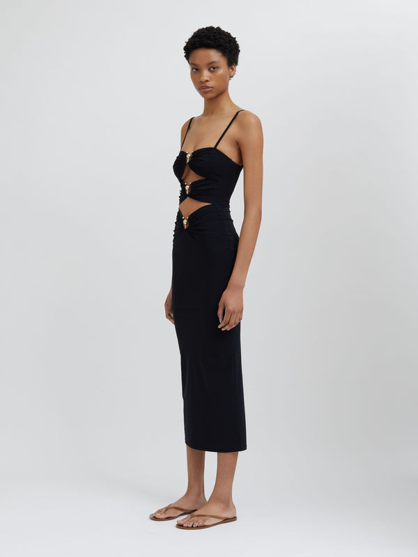 Christopher Esber Pierced Orbit Column Dress Black Pierced Orbit Column Dress White