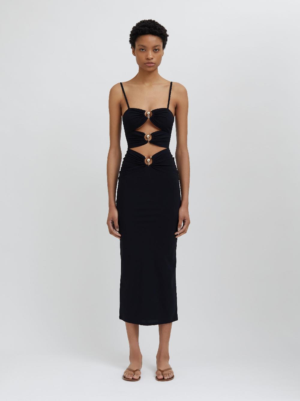 christopher esber Pierced Orbit Column Dress black Pierced Orbit Column Dress white