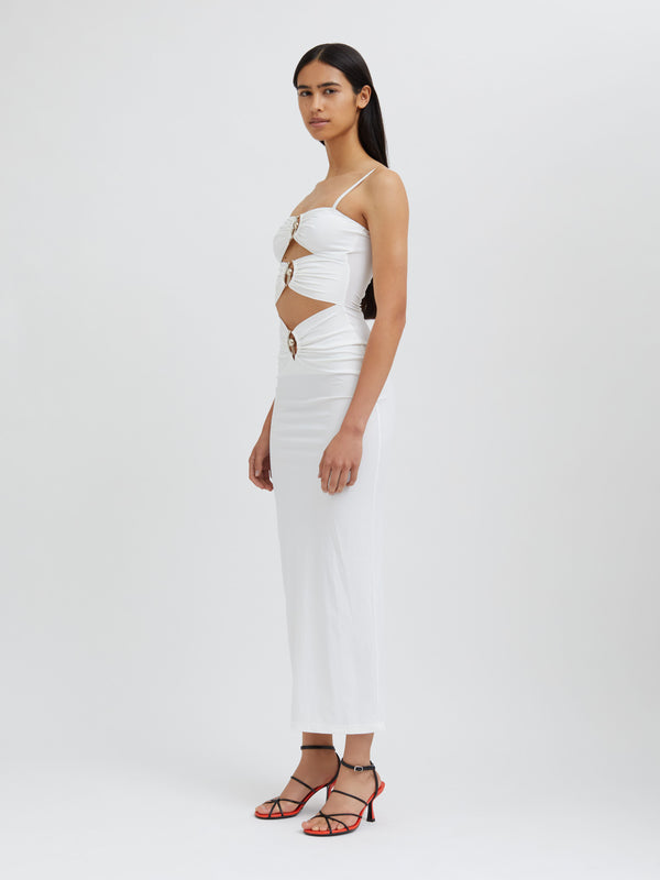 Christopher Esber Pierced Orbit Column Dress White Pierced Orbit Column Dress Black