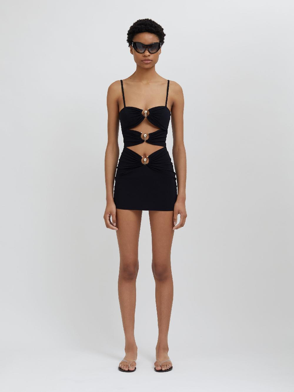 christopher esber Pierced Orbit Mini Dress black Pierced Orbit Mini Dress charcoal